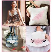 4Pcs Floral Lace Appliques Embellishments Pink White Floral Embroidery Applique 3D Lace Appliques Pearl Beaded Flower Rhinestone Crystal Sew On Patches For Making Clothes Wedding Gowns Costumes Supply - / - 查看 7