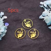 5pcs/Set Exquisite Profile Pendant, Stainless Steel Delicate Jewelry Accessories, Suitable For DIY Handmade Jewelry, Necklace, Bracelet, Earring, Bag Chain, Keychain, Zipper Decor - Multicolor - View 6