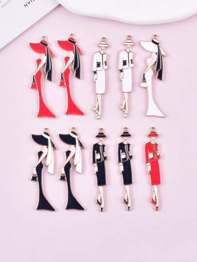 10pcs/Pack Assorted Fashionable Charm Jewelry DIY Pendant, Earrings, Necklace Accessories