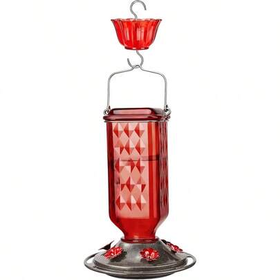 Bird Feeder, Hummingbird Feeder Hanging Bird Feeder With Ant Moat Outdoor Hummingbird Feeder With 6 Feeding Ports For Garden Backyard Decor