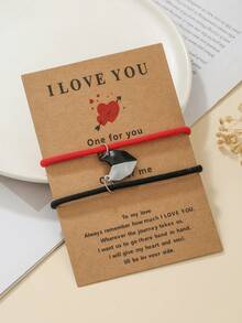 2条/套心形吊坠手链，休闲度假风涤纶手链，适合女性、情侣、日常佩戴、度假、情人节、生日等场合，可作为送给女朋友的礼物。 - 彩色 - 查看 11