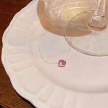 Invisible Necklace, Minimalist Clear Line Necklace With Cubic Zirconia Mermaid Teardrop, European And American Fashion Collarbone Chain With 8MM Diamonds - Transparent - View 13