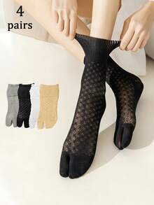 1/4 Paar elegante Zehentrenner Socken für Damen, Polka Punkt Hohldesign, atmungsaktiv gestrickt, geeignet für Büro, Pendeln, tägliche Unternehmungen, kurze Socken, passend für Stadtfrauen, anmutiger Stil, ganzjährig, süße Socken, perfektes Geschenk für Damen - Verschiedenfarbig - Übersicht 9