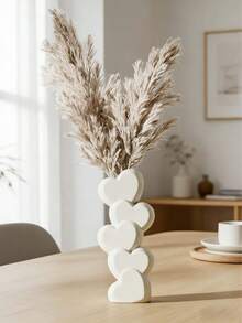 1 Stück weiße herzförmige Vase - modernes bohemisches mehrschichtiges Herzdesign, hochwertige Keramik, geeignet für Valentinstag, Hochzeit, Büro, Schlafzimmer, Kaminsims und Tischdekoration - keine Batterie erforderlich, glatte Textur, Valentinsgeschenk, Heimdekoration - Verschiedenfarbig - Übersicht 2