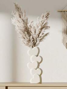 1 Stück weiße herzförmige Vase - modernes bohemisches mehrschichtiges Herzdesign, hochwertige Keramik, geeignet für Valentinstag, Hochzeit, Büro, Schlafzimmer, Kaminsims und Tischdekoration - keine Batterie erforderlich, glatte Textur, Valentinsgeschenk, Heimdekoration - Verschiedenfarbig - Übersicht 4