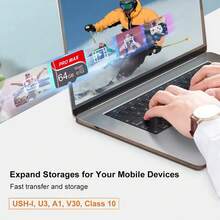 Bliksem 1张容量可选128GB/64GB/32GB/16GB/8GB/4GB的TF卡，带适配器，完美扩展安卓智能手机、数码相机、车载音响和便携式游戏机的存储空间。 - 紅灰 - 查看 5