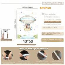 1幅帆布墙画_儿童房海报，热气球，儿童艺术，墙面装饰，图片，动物图案，礼物，波西米亚风格，婴儿用品 - 带框婴儿房墙画，完美适用于游戏室装饰、婴儿房装饰、托儿所装饰、幼儿园装饰、男孩房装饰、女孩卧室装饰、儿童房装饰。 - 彩色 - 查看 28