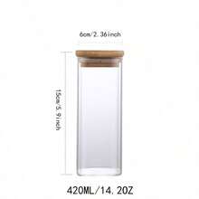 5/9/14/27/34OZ Square Glass Storage Jars Set, Stackable Kitchen Canisters With Airtight Bamboo Lids, Wide Mouth Clear Food Containers For Nuts Coffee Beans Spices Biscuits, Ideal Holiday Gift - Nhiều màu - Xem 15