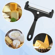 一套奶酪切片器套装，可调节厚度铁质手持式奶酪切片器，配有4根备用钢丝和扳手，适用于黄油、马苏里拉奶酪和切达奶酪等奶酪的切割。 - 黑色 - 查看 4