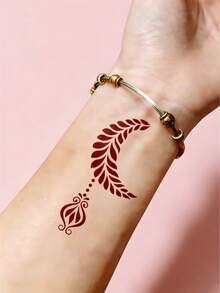 2pcs Moon Temporary Tattoo Stencils Sets, Fashion Mandala Moon Design Henna Tattoo Stencil Stickers, Reusable Body Art Templates For Body Makeup,3 Layers - Black - View 3