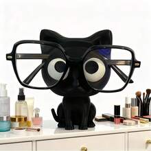 3D Printed Cute Black Cat Eyeglasses Frame - (Glasses Not Included) Sturdy Plastic Eyeglass Holder, Sitting Cat Design, Super Adorable Desktop Storage, Suitable For Home, Office Or Gifts - Black - View 10