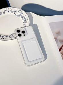 1pc Transparent Phone Case With Card Holder, Cute Protective Cover Compatible With Samsung Galaxy S25, S24, S24Plus/S24+, S24Ultra, S24FE, S20, S21, S22, S23 And Compatible With IPhone 11/11 Pro Max/12 Pro/12 Pro Max/13/13 Pro Max/14/14 Pro/14 Pro/15 Pro Max/16 Pro Max, 16E Silicone Phone Case - Clear - View 3