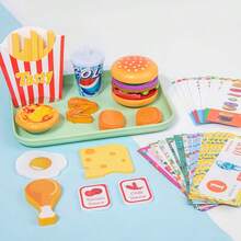 Kids Pretend Play Hamburger, Fries, Fried Chicken Meal Set, DIY Realistic Food Toy Playset, Suitable For Children 2+ Years Old, Food Recognition & Hamburger Making Roleplay Game Toy Set - Multicolor - View 6