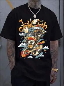 Short-Sleeved Casual For Sports Shirt For Men  Featuring A Stylish 2D Print, Stretchy And Comfortable Knitted Fabric, Ideal For Sports, Travel, And Everyday Use - C - 風格 - 查看 2