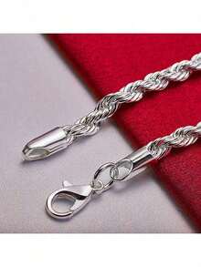 925 Sterling Silver Twisted Classic Bracelet In Silvery Color, A Stylish Accessory For Daily Wear For Both Men And Women. - 銀色 - 查看 6