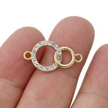 5pcs Double Ring Charms Connectors For Jewelry Making Bracelet Necklace DIY Accessories 24x13mm - Vàng - Xem 3