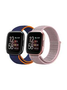 2 paquetes de bandas de bucle de nailon compatibles con Fitbit Versa 2, Fitbit Versa Lite, Fitbit Versa, banda suave y ajustable transpirable de repuesto para mujeres y hombres - Para Versa 2 - Ver 13