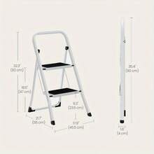 2-Step Ladder, Folding Ladder, Safety Lock, Space-Saving Storage - White - View 8