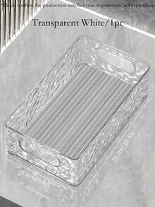 1个桌面收纳盒，透明波浪纹PET材质整理盒，化妆品及护肤品收纳篮，长方形置物架，房间装饰 - 無色 - 查看 9