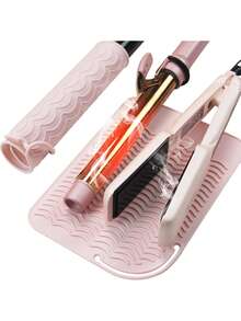 Heysam 耐热硅胶垫及美发造型工具旅行垫套，适用于卷发棒、直发器、平板夹，专业耐热/防滑台面垫 - 彩色 - 查看 1