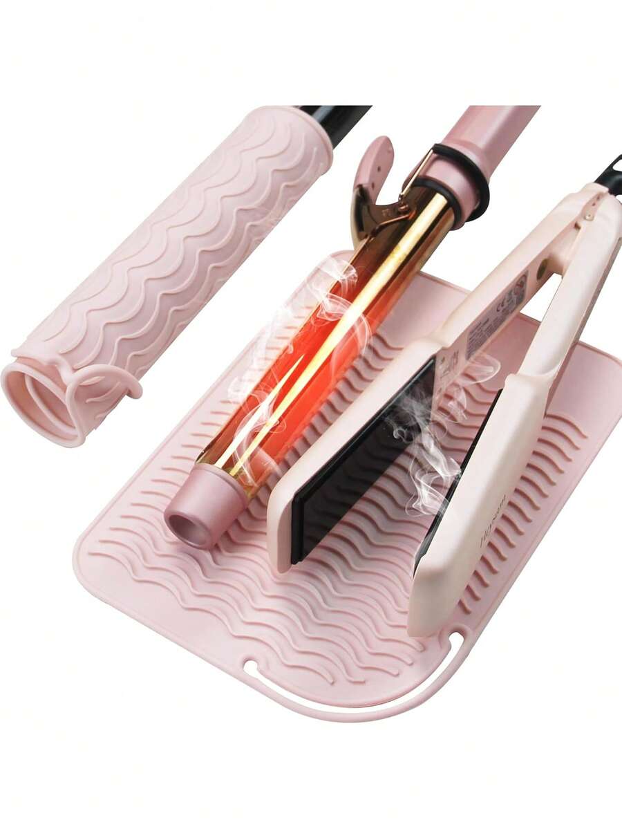 Heysam 耐热硅胶垫及美发造型工具旅行垫套，适用于卷发棒、直发器、平板夹，专业耐热/防滑台面垫 - 彩色 - 查看 1