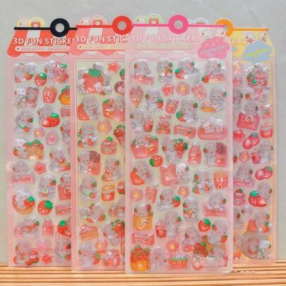 3D立体浮雕可爱水晶环氧树脂贴纸，糖果树脂密封贴纸，防水贴纸，适合作为奖励礼物，DIY装饰贴纸，可用于水瓶、冰箱、手机壳、笔记本等。