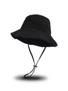 1pc Women's Denim Frayed Edge Baseball Cap, Sun Protection Outdoor Hiking Hat, Adjustable, Fashionable Daily Travel Headwear