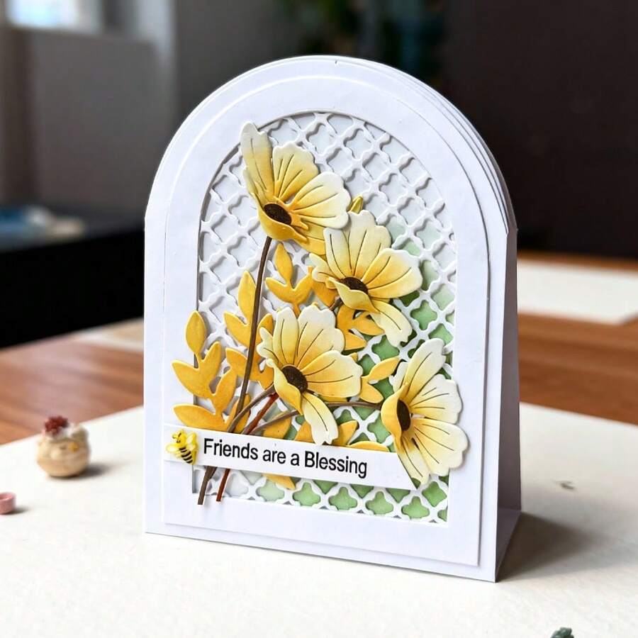 Creative Flower Cutting Dies, DIY Scrapbooking Album And Embossing Stencil, Greeting Card Making Tool, Card Paper Cutting Crafts ,Gift Card Making Template Die Cuts. - Silver - View 1