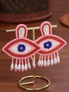1 Pair Handmade Devil's Eye Beaded Earrings - Women's Fashion Jewelry, Suitable For Theme Parties And Daily Wear - Multicolor - View 9