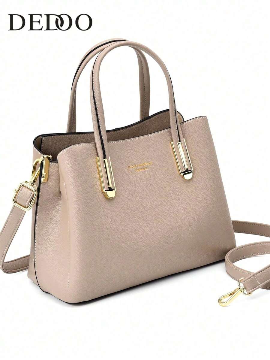 Ladies Multicolor Fashion Joker Beautiful Luxury Small Letters Large Capacity Portable Diagonal Cross-Body Handbag - 卡其色 - 查看 1