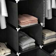 Folding Wardrobe In Non-Woven Fabric, With 3 Drawers, 125 Cm X 43 Cm X 162.5 Cm, Black - Black - View 8
