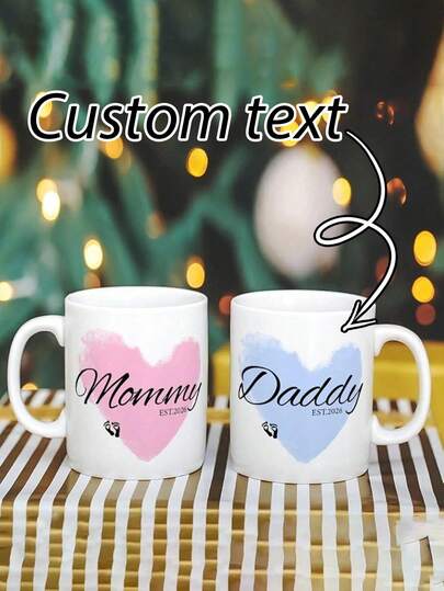 1pc Custom Coffee Mugs, Can Be Customized With Your Photo/Name, Personalized Cups, Romantic Drinkware, Suitable For Women And Men, Ideal Gifts For Family And Friends, Halloween, Christmas Gifts, Anniversary Gifts, Souvenirs, Suitable For Companies, Individuals, Offices, Autumn And Winter Gifts