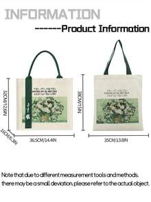 Vintage Floral Print Tote Bag, White Rose Flower Handbag, Foldable Large Capacity Thick Mommy/Student Bag, Casual Travel Beach Bag, Storage Pouch, Student Backpack, Suitable For Daily Use, Commuting, Shopping, Business Travel, Also Can Be Used As Back To School Backpack, Pencil Case Or Shopping Bag. - Multicolor - View 6