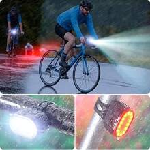 Bicycle LED Headlight & Taillight Set,Bicycle Lighting, Front And Rear Lights, Bicycle Lights, LED Cycling Lights, Bicycle Flashlight Jane, Bicycle Front Tail Light Lights. USB Type-C Fast Charging Bicycle Front,And Portable LED Bike Light, IPX5 Waterproof,Suitable For Various Holiday Gifts, Suitable For Giving Father'S Day Gifts(2PCS) - Black - View 4