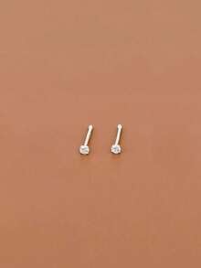 2枚S925纯银镀金鼻钉，简约低刺激男女通用迷你穿刺饰品，适合男女日常佩戴