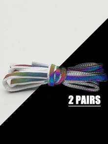 反光鞋带，可编织成手链，时尚运动鞋鞋带，个性化跑鞋替换鞋带 - 彩色 - 查看 4