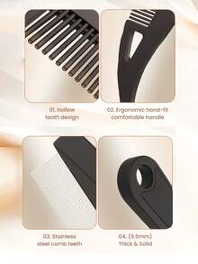 自清洁空心齿按摩手柄去屑梳 - 头皮排毒梳，去除头屑和油脂 - 男女通用去屑头皮梳，细齿去屑头皮排毒梳，不锈钢材质，可用于头皮排毒、梳理和按摩，是理想的护发工具。这款去屑梳采用不锈钢细齿设计，是去除头屑和清洁头皮的理想选择，也是一款适合儿童和成人的专业头皮梳。 - 彩色 - 查看 4