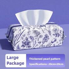 250片/5包一次性加厚珍珠纹理洁面湿巾，每片20*15厘米，拉出式设计，厚实耐用，强吸收性，珍珠质地温和呵护肌肤，卸妆湿巾，适合旅行和居家使用，便携实用 - 白色 - 查看 5