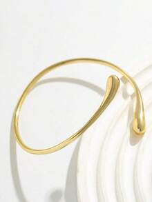 Minimalist Water Drop Metal Arm Cuff - Women's Open Bracelet For Daily, Parties & Gatherings - 金色 - 查看 3