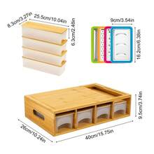 Bamboo Cutting Board With 4 Containers, Large Chopping Board With Juice Grooves & Easy-Grip Handle, Sliding Drawer Food Prep Organiser For Vegetables & Fruit - Brown - View 2