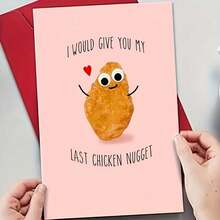 1Pc Creative Fun Anniversary Card For Girlfriend Boyfriend Last Chicken Nugget Confession Couple Valentines Day Card Includes Card Envelope Perfect For Holiday Birthday Apology Card Postcard Thank You Card Gift For Friends Classmates And Family Daily Dating Valentines Day Halloween Christmas Thanksgiving - Đỏ - Xem 6