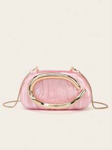 Gets Pink Acrylic Clutch Purse For Women Marbling Evening Wedding Handbags Acrylic Shell Box Purses For Party Prom Cocktail - 粉色 - 查看 1