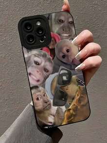 Expression 1pc New Creative Monkey Design Phone Case Compatible With Iphone 16 Pro Max, Protective Cover Compatible With Iphone 11/12/13/14 Plus, XR/7/8 Plus/15 Pro Max Waterproof Shockproof Anti-Fall Scratch Resistant - Black - View 7