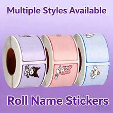 3 Sanrio Character Name Sticker Rolls, 600pcs/Roll, Self-Adhesive Cute Cartoon Name Labels For School Supplies, Envelopes, Scrapbooks, Notebooks, Water Bottles And Luggage - Back To School Essentials Scrapbook Supplies Stationery Stickers - Multicolor - View 2