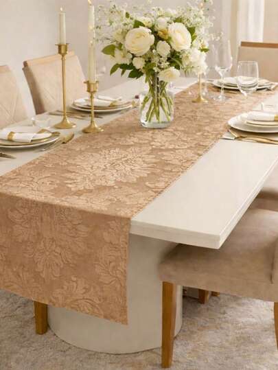 Caminho de Mesa Jacquard 1,40 x 0,40 Luxo Alta Qualidade Cozinha Sala e Jantar Elegante