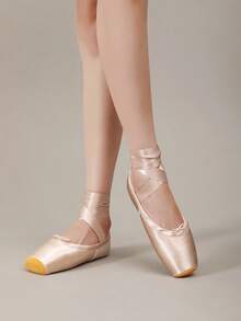 Women's Fashion Light Pink Satin Ballet Pointe Shoes, Non-Slip Rubber Sole, Indoor/Outdoor Dance Shoes, Toe Protection, Wrap-Around Ribbon, Professional Performance Dance Hall Comfortable & Lightweight - Baby Pink - View 2