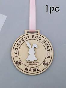LICVIC Custom Name Easter Egg Hunt Medal Ornament, Easter Basket Stuffers, Home Decor, Personalized Easter Gift And Keepsake, For Family And Friends, Spring Easter Decorations With Bunny Badge Style, Customized Text Detail, Fully Customizable Hanging Decor - Style B - View 15