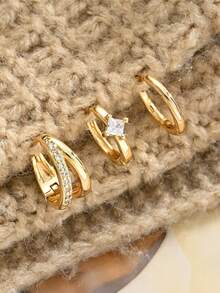 Bộ 3 khuyên tai thanh lịch và tối giản dành cho nữ, khuyên tai kẹp vành tai không gây dị ứng, khuyên tai sụn, khuyên tai đinh tán, thiết kế nhỏ gọn, có thể đeo chồng lên nhau cho nhiều lỗ xỏ tai, thích hợp cho các buổi hẹn hò, tiệc tùng, đám cưới, ngày lễ, Ngày Valentine, Ramadan, quà sinh nhật, và đeo hàng ngày. - Vàng - Xem 9