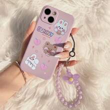 1pc Purple Silicone Phone Case With Cat Pattern & Beaded Lanyard, Compatible With IPhone 16, 15, 14, 13, 12, 11 Pro Max, XS Max, X, XR, 8, 7, 6, 6S Mini, Plus And 2022 SE. A Perfect Birthday Gift For Girlfriend, Boyfriend, Friend Or Yourself, Designed To Prevent Dropping. - Purple - View 6