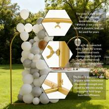 Metal Arch Backdrop,, Gold Arch Wedding Arch Frame (7.2ft, 6.6ft, 6ft, 5ft, 4ft), Balloon Arch Stand, Suitable For Birthday Party Supplies, Weddings, Graduation Decorations, Indoor/Outdoor Baby Party Supplies, Balloon Arch Decorations, Home Décor, New Year's Gifts, Revelación De Género . - 拱門架(金色) - 查看 3